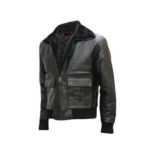 Black Bomber Jacket for Men's Black Leather Jacket
