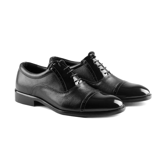 Black Cap Toe Formal Shoes for Men
