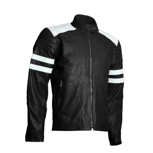 Black Distressed Leather Jacket for Men's Black Motorcycle Jacket