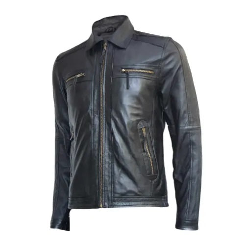Black Leather Bikers Jacket for Men's Motorcycle Jacket
