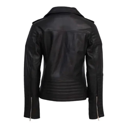 Black Leather Quilted Jacket Women's Black Bikers Jacket