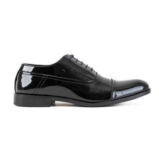 Black Patent Cap Toe Formal Shoes for Men