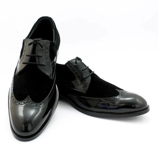 Black Suede Leather Wingtip Shoes for Men's Dress Shoes