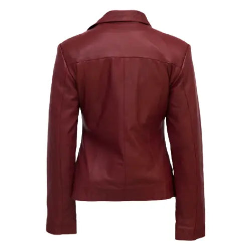Burgundy Bikers Leather Jacket for Women's Motorcycle Jacket