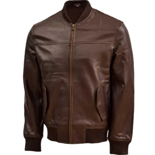 Men's Brown Bomber Jacket Street Fashion Leather Jacket
