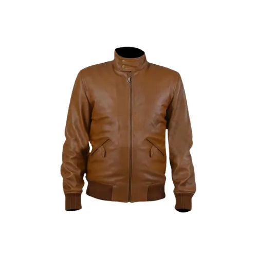 Tan Brown Bomber Jacket for Men's Brown Leather Jacket
