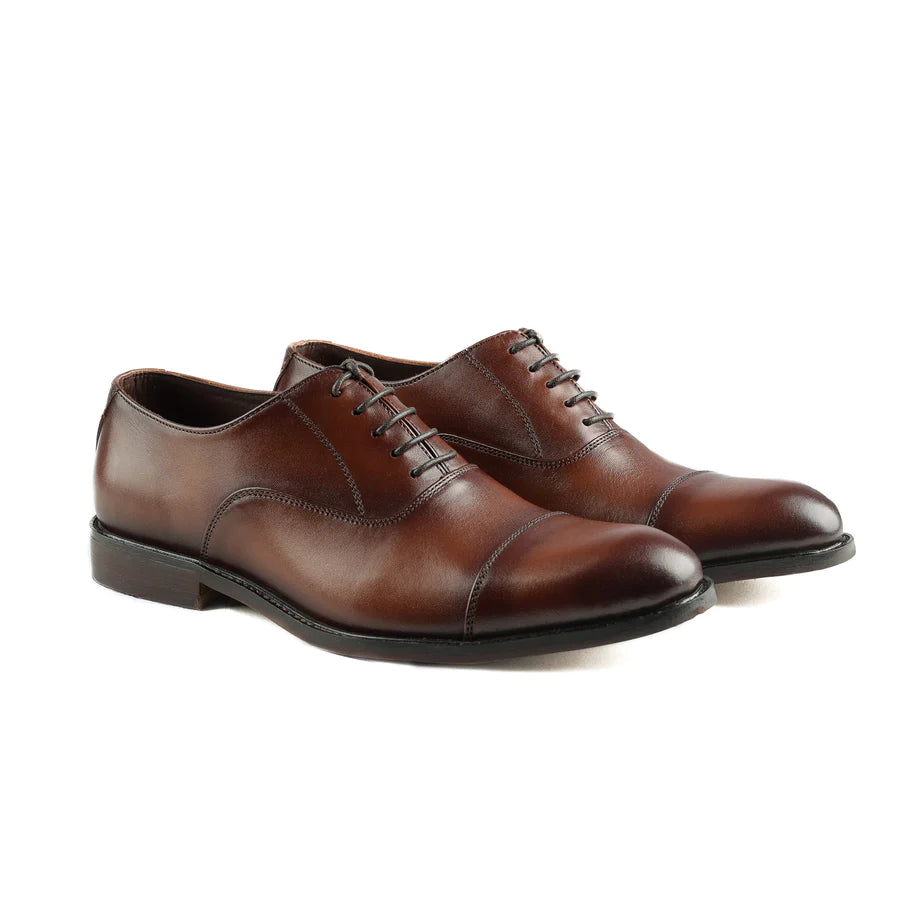 Tan Brown Oxford Cap Toe Formal Shoes for Men